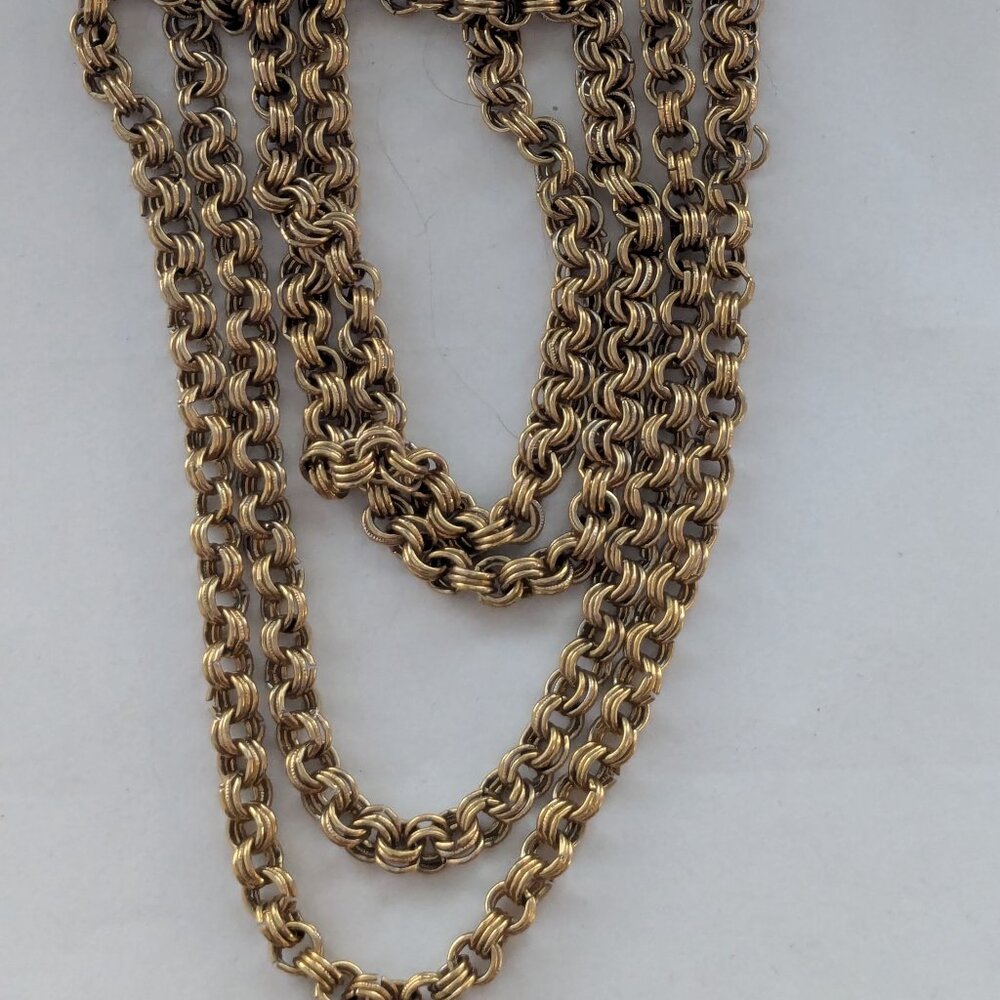 Vintage ACCESSORCRAFT N.Y.C. Gold Tone Chain Link Long Length Necklace 56"
